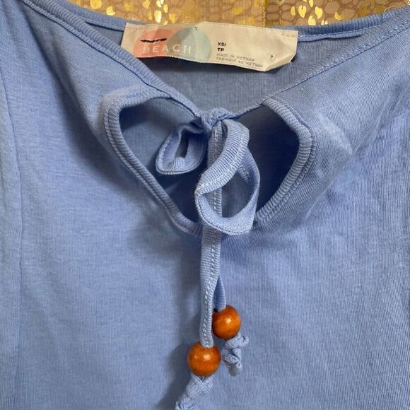 Free People Beach Noelle Light Blue Tiered Mini Dress XS NWOT - Picture 4 of 7